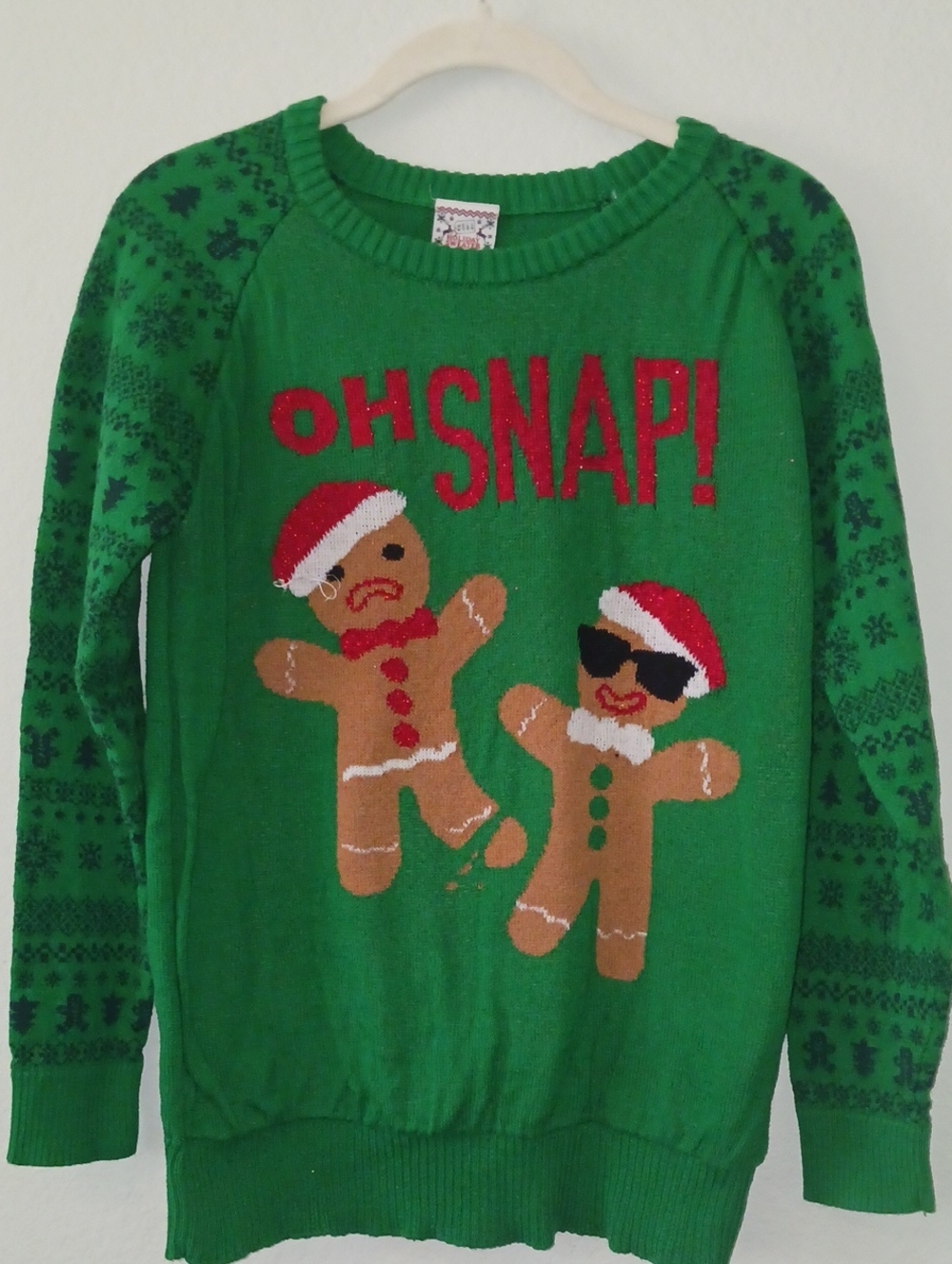 Holiday 'Oh Snap!' Green Gingerbread Sweater
